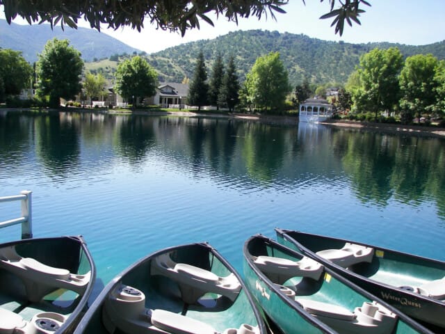 Canoes on the lake.