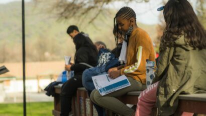 Campers learning about echolocation.