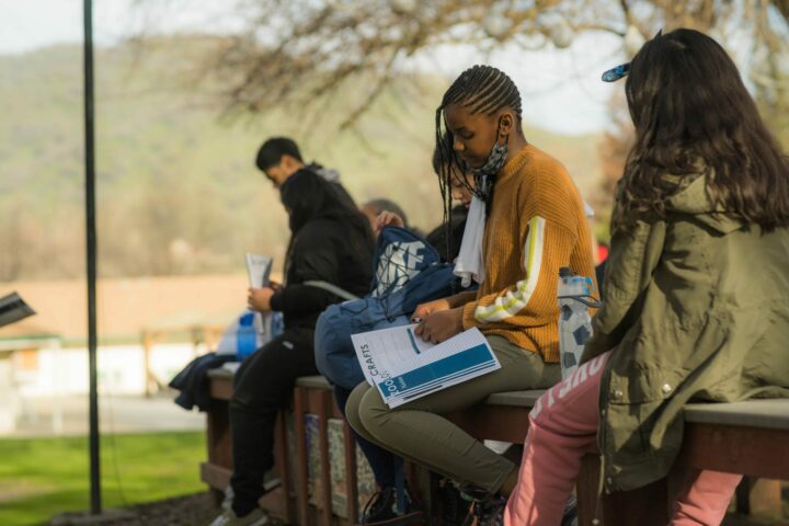 Campers learning about echolocation.